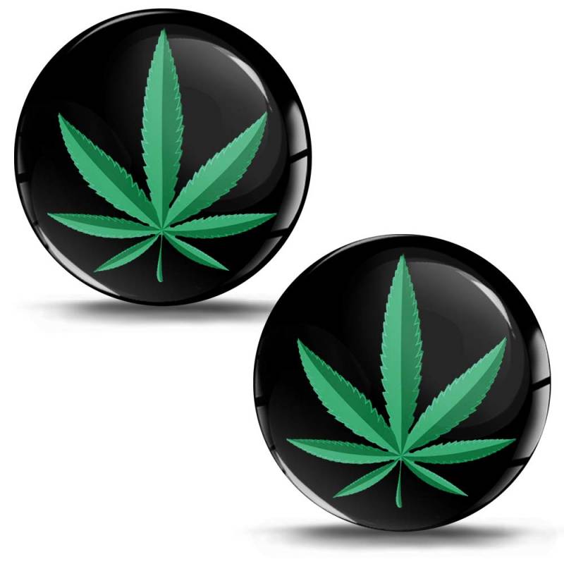 SkinoEu® 2 x Schalthebel Aufkleber Schaltknauf Emblem Marijuana Marihuana Hemp Silikon Stickers Durchmesser 30mm Auto Moto Motorrad JDM KS 6 von SkinoEu