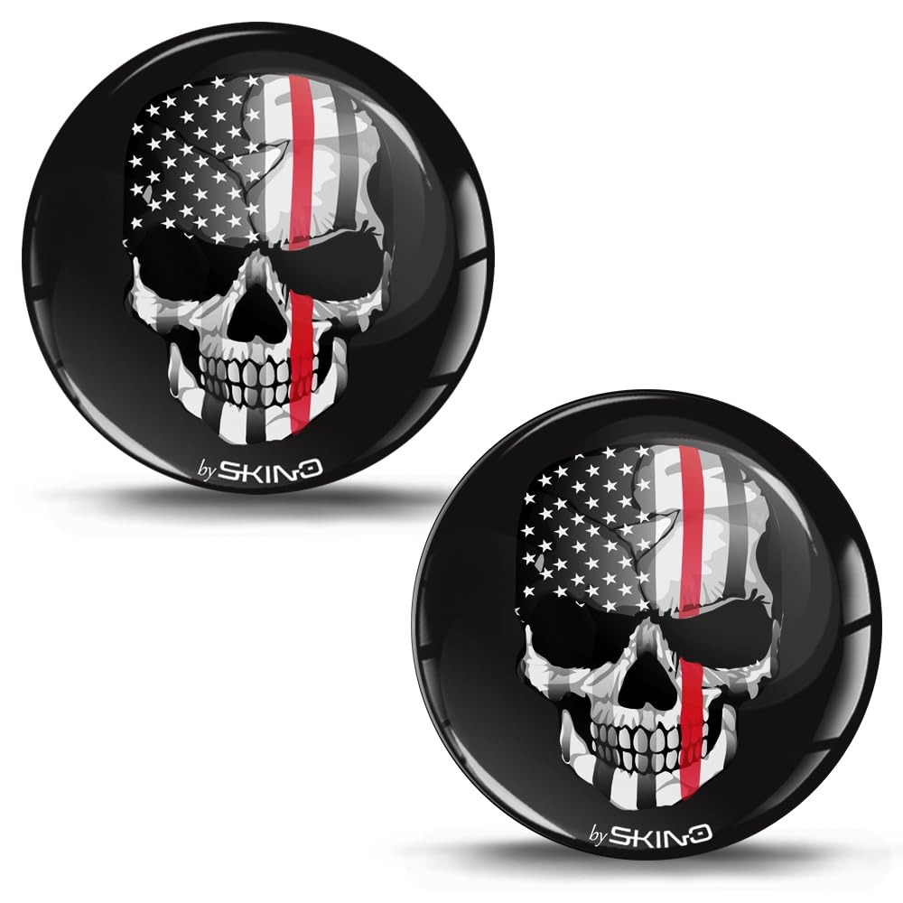 SkinoEu 2 x 3D Gel Silikon Aufkleber Schädel Totenkopf USA Amerika Flagge Stickers Auto Motorrad Fahrrad Telefon Laptop KS 13 von SkinoEu