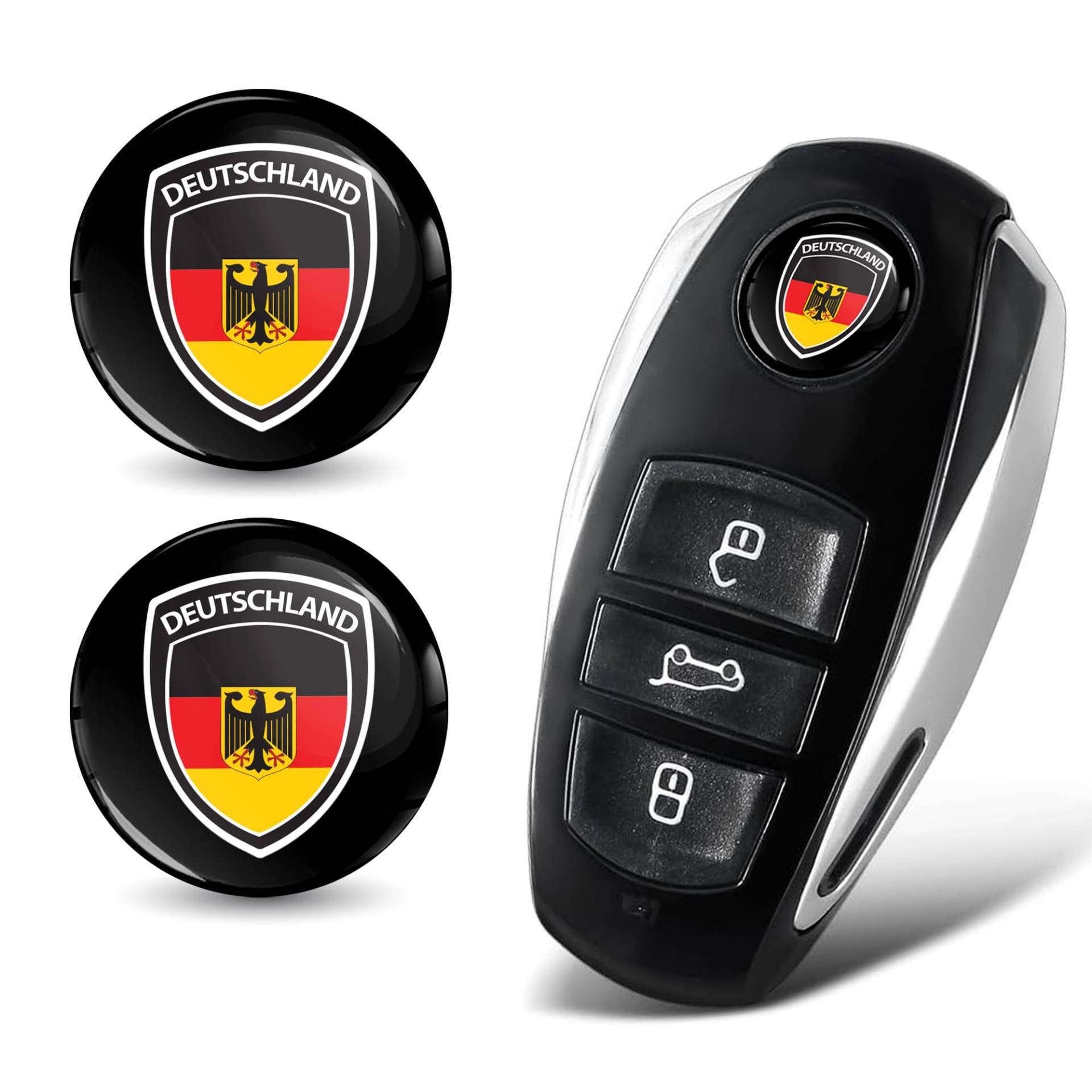 SkinoEu 2 x Ø14mm 3D Schlüssel Emblem Aufkleber Stickers Für Fernbedienung Auto Moto Logo Key Badge Tuning Deutschland Flagge Germany Flag KS 186 von SkinoEu