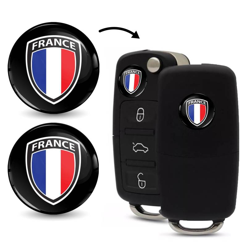 SkinoEu 2 x Ø14mm 3D Schlüssel Emblem Aufkleber Stickers Für Fernbedienung Auto Moto Logo Key Badge Tuning France Frankreich Flagge Französische Fahne KS 187 von SkinoEu