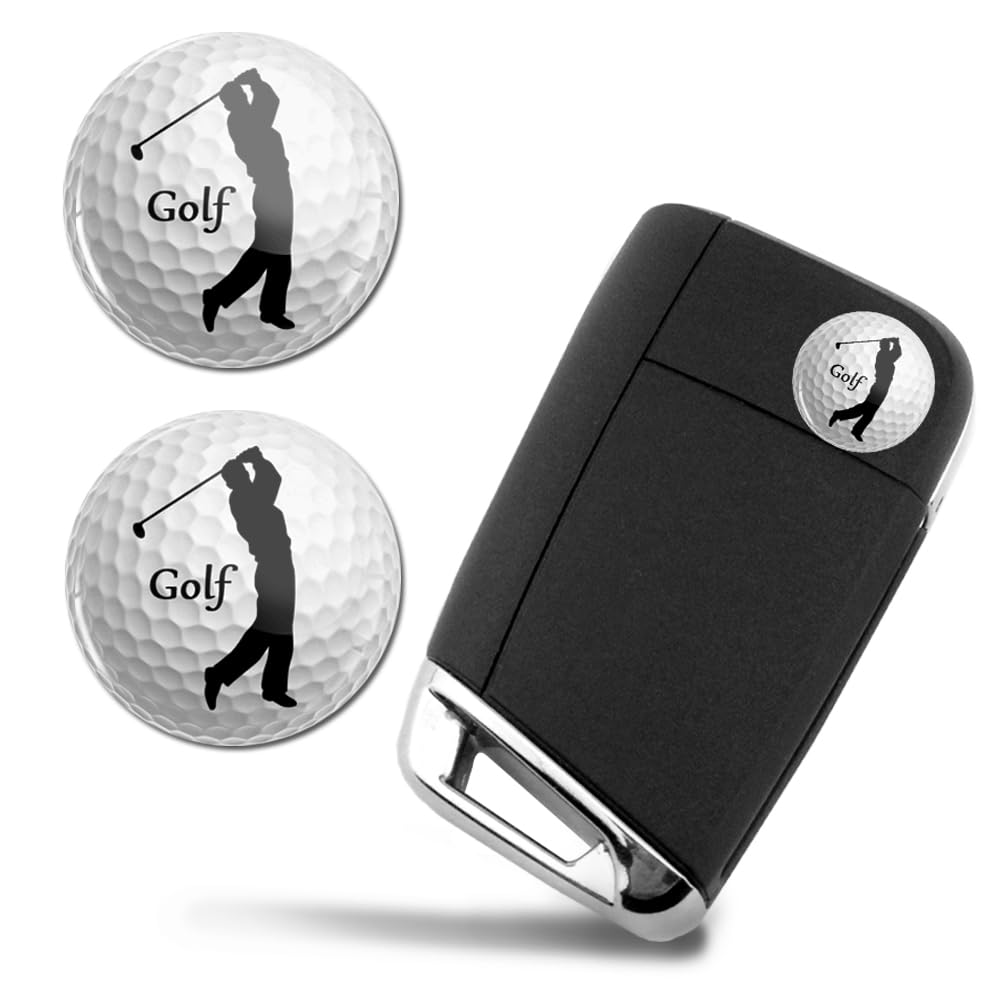 SkinoEu 2 x Ø14mm Aufkleber Sport Spiel Golf Golfer Schlüssel Emblem Stickers Für Fernbedienung Auto Moto Logo Key Badge Tuning KSK 21 von SkinoEu