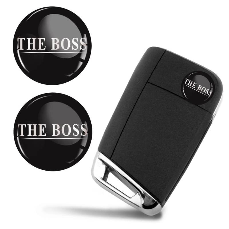 SkinoEu 2 x Ø14mm Aufkleber The Boss Schlüssel Emblem Stickers Für Fernbedienung Auto Moto Logo Key Badge Tuning KSK 24 von SkinoEu