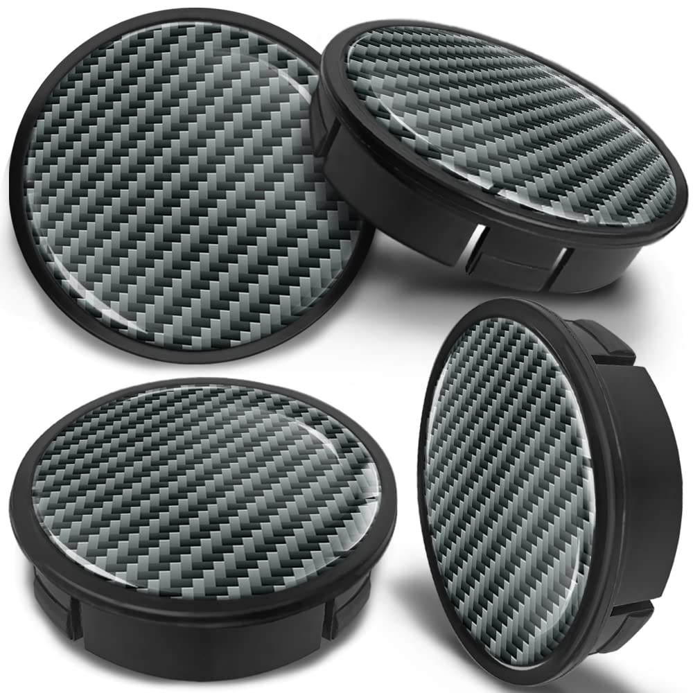 SkinoEu 4 x 60mm Universal Schwarz Silber Kohlenstoff Alufelgen Nabenkappen Felgen Kappen Felgendeckel Radkappen Radnabendeckel Nabendeckel Felgenkappen CX 12 von Skino