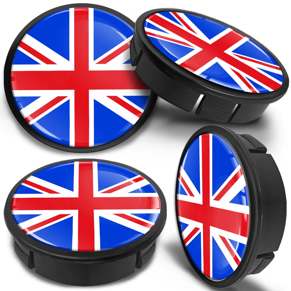 SkinoEu 4 x 60mm Universal UK Union Jack Flagge Fahne Alufelgen Nabenkappen Felgen Kappen Felgendeckel Radkappen Radnabendeckel Nabendeckel Felgenkappen CX 62 von Skino