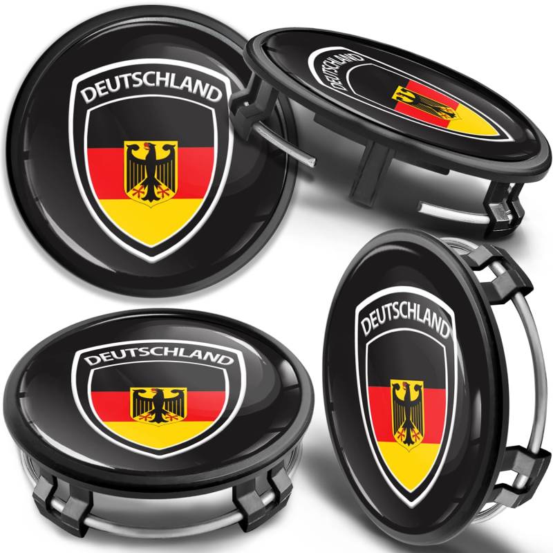 SkinoEu 4 x 75 mm Nabendeckel Felgendeckel Kompatibel mit Mercedes Benz Radnabenabdeckung Nabenkappen Felgenkappen Radkappen Alufelgen Rot Gelb Schwarz Deutschland Flagge cm 74 von SkinoEu