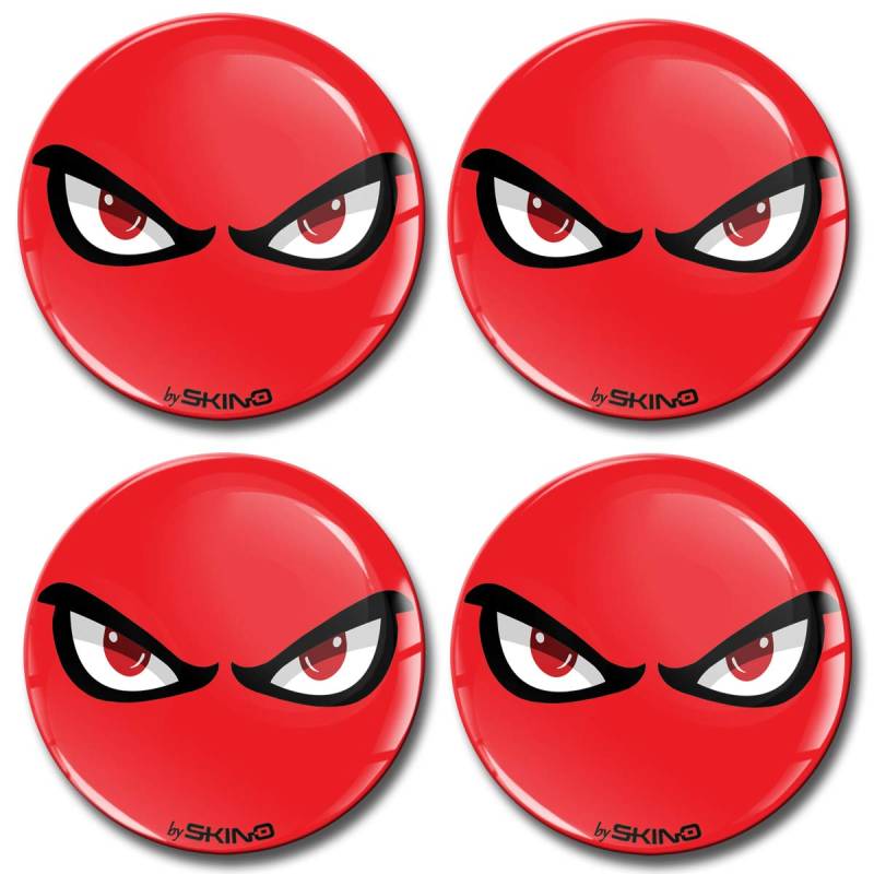 SkinoEu Aufkleber Autoaufkleber für Radkappen Nabenkappen Nabendeckel Radnabendeckel Rad-Aufkleber 60mm No Fear Eyes Augen Rot A 7560 von Skino