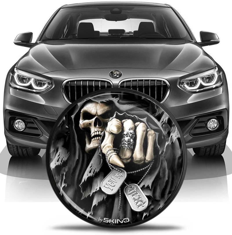 SkinoEu Tuning Emblem für Fronthaube und Kofferraum 82mm Kompatibel mit BMW Emblem 51147057794 Schädel EN 30 von SkinoEu