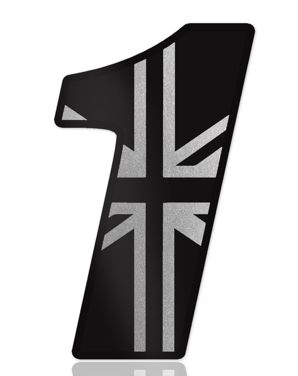 SkinoEu Startnummer Nummern Auto Moto Vinyl Aufkleber United Kingdom UK Flagge Schwarz Silber Sticker Motorrad Motocross Motorsport Racing Nummer Tuning 1 N 331 von SkinoEu