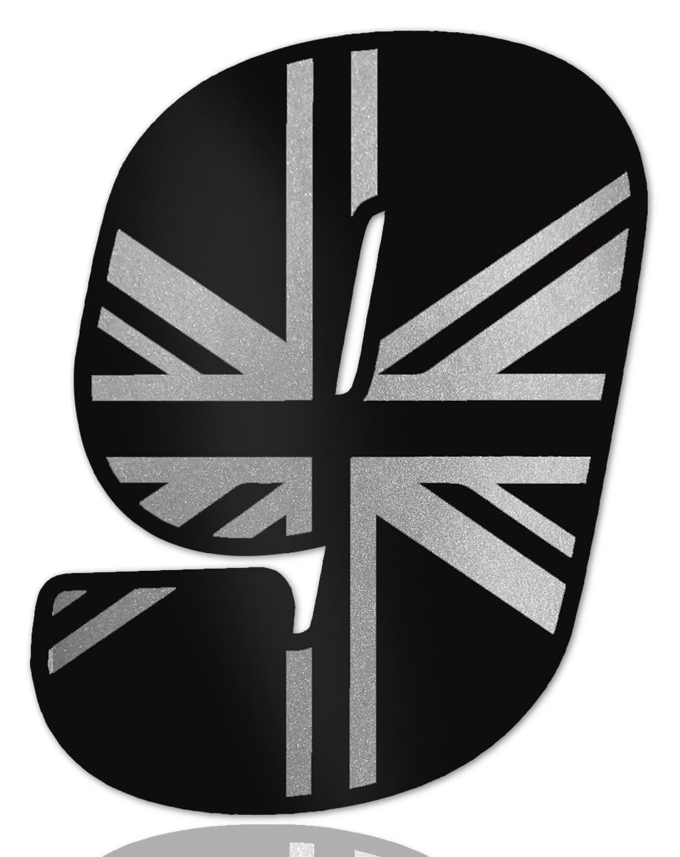 SkinoEu Startnummer Nummern Auto Moto Vinyl Aufkleber United Kingdom UK Flagge Schwarz Silber Sticker Motorrad Motocross Motorsport Racing Nummer Tuning 9 N 339 von SkinoEu