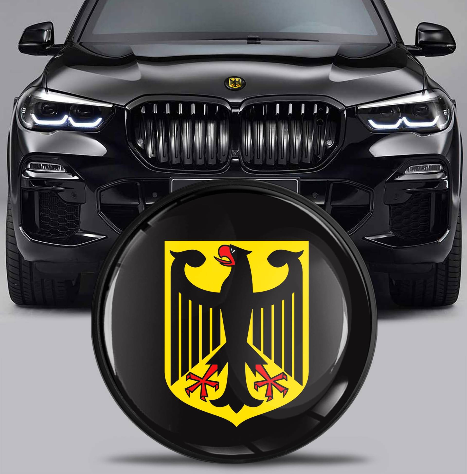 SkinoEu Tuning Emblem für Fronthaube und Kofferraum 82 mm Kompatibel mit BMW Emblem 51767288752 Deutschland Adler Deutsche Flagge EX 26 von SkinoEu