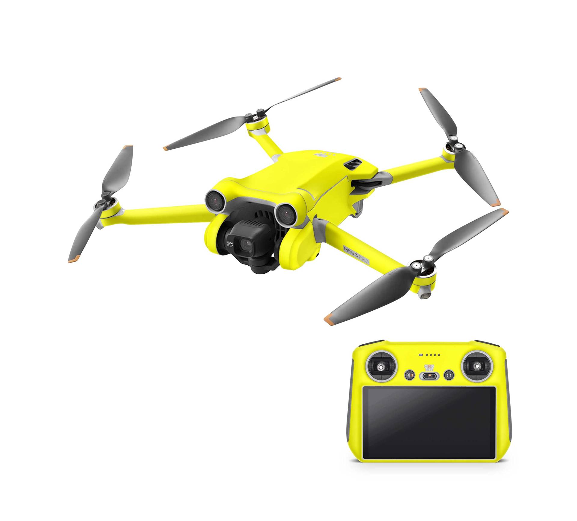 Skins4u Drohnen Aufkleber Skin Sticker Set Folierung für DJI Mavic Mini 3 Pro fluoreszierende Neon hochglanz Folie (neon gelb) von Skins4u