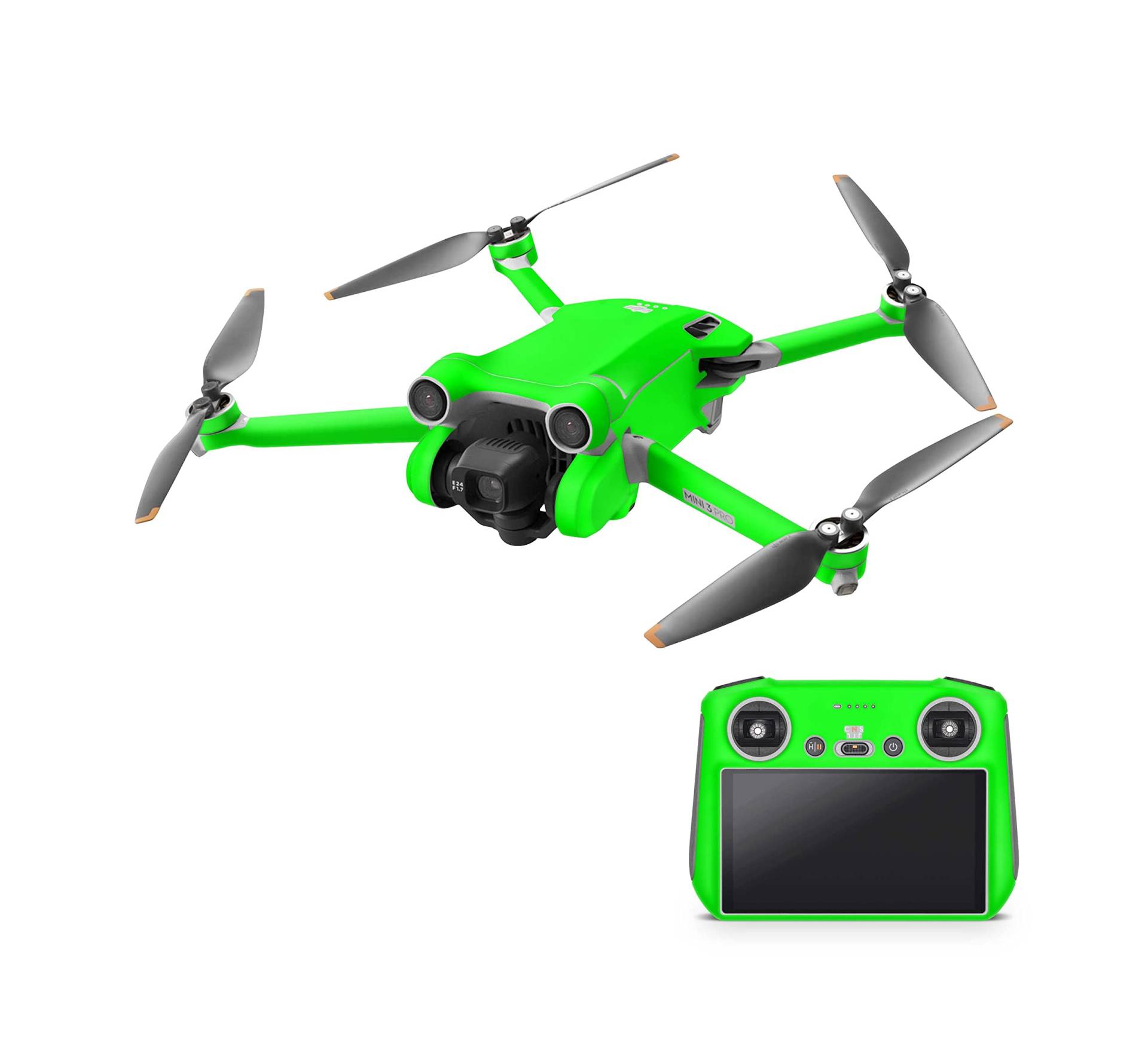 Skins4u Drohnen Aufkleber Skin Sticker Set Folierung für DJI Mavic Mini 3 Pro fluoreszierende Neon hochglanz Folie (neon grün) von Skins4u