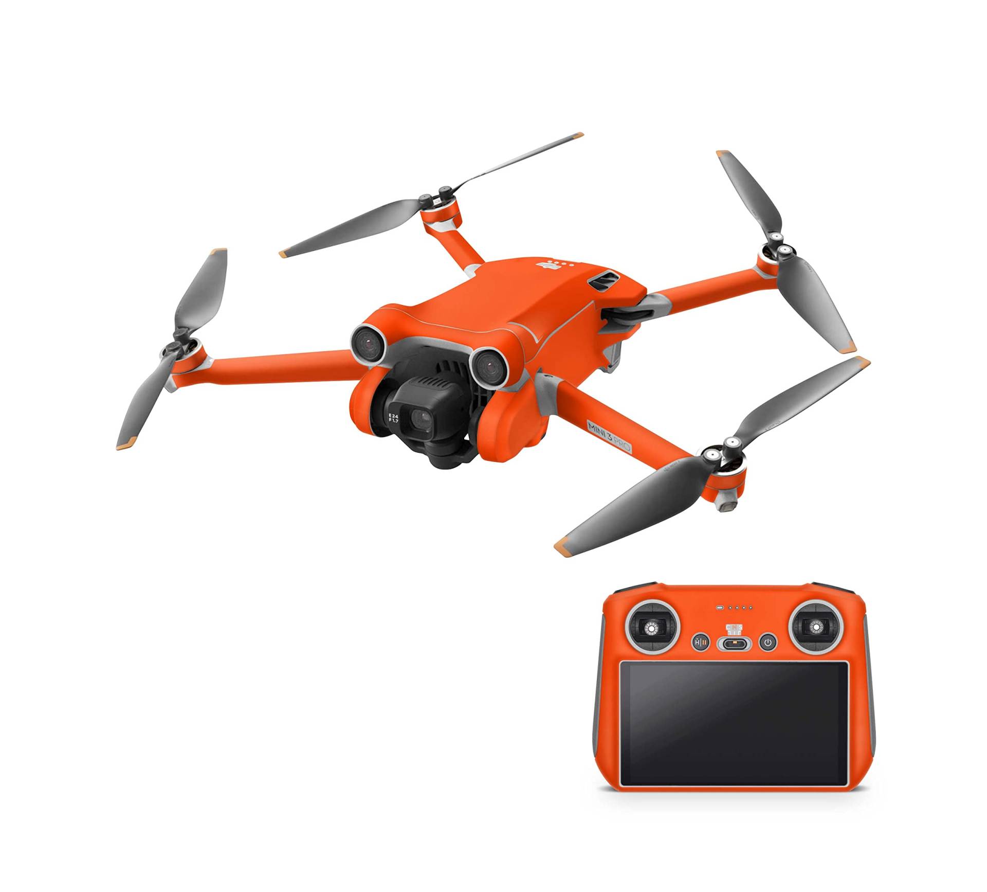 Skins4u Drohnen Aufkleber Skin Sticker Set Folierung für DJI Mavic Mini 3 Pro fluoreszierende Neon hochglanz Folie (neon orange) von Skins4u