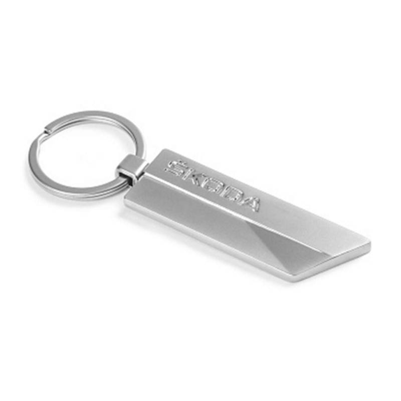 Skoda 000087010BH Schlüsselanhänger Metall Anhänger Keyring Schriftzug, Silber von Skoda