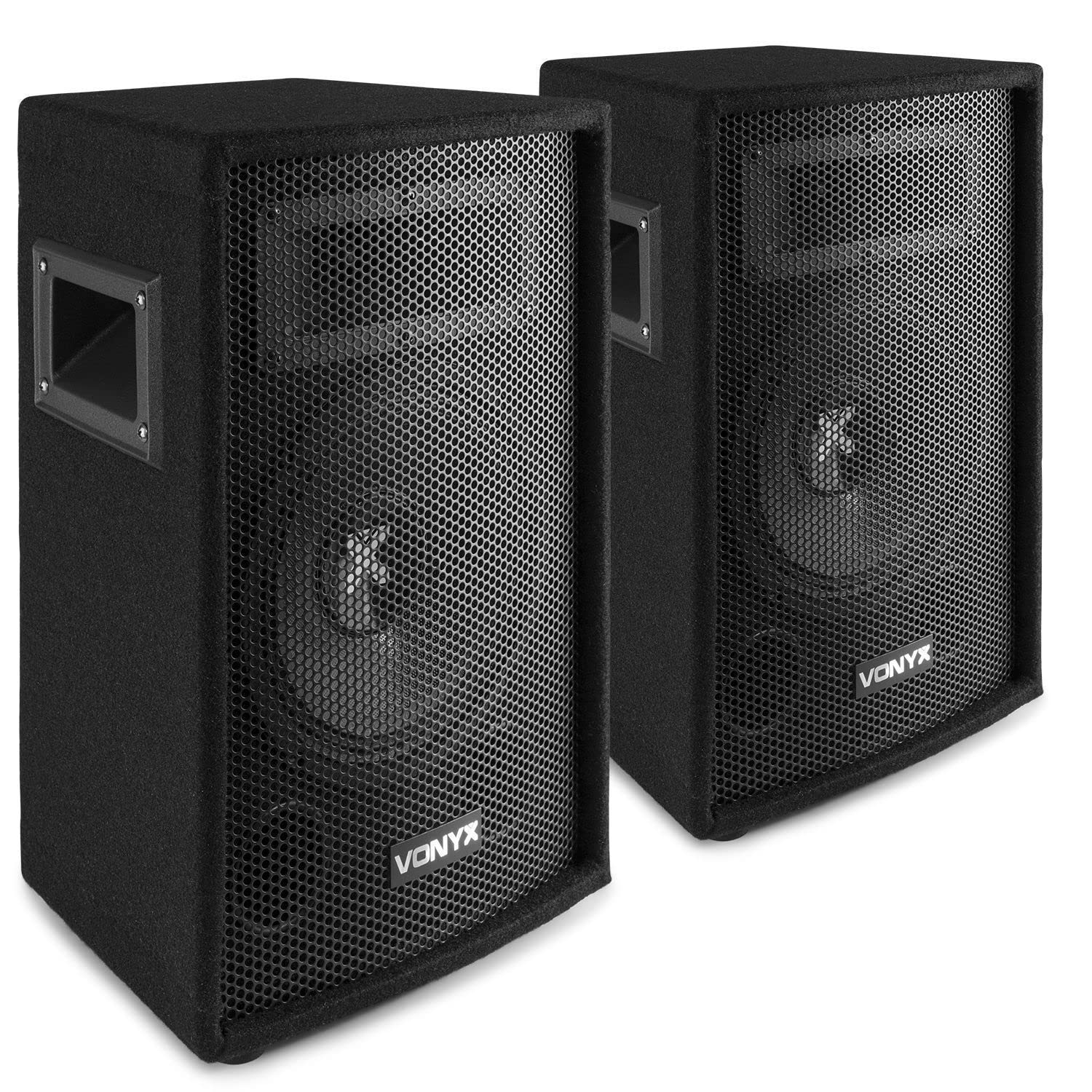 Vonyx SL6 PA Lautsprecher Passiv Set, 2x 250 Watt Partyboxen set, 6 Zoll Passiv, Disco, DJ Party Lautsprecher mit Griffe, Lautsprecherboxen mit Tophat, PA Box - Schwarz von VONYX