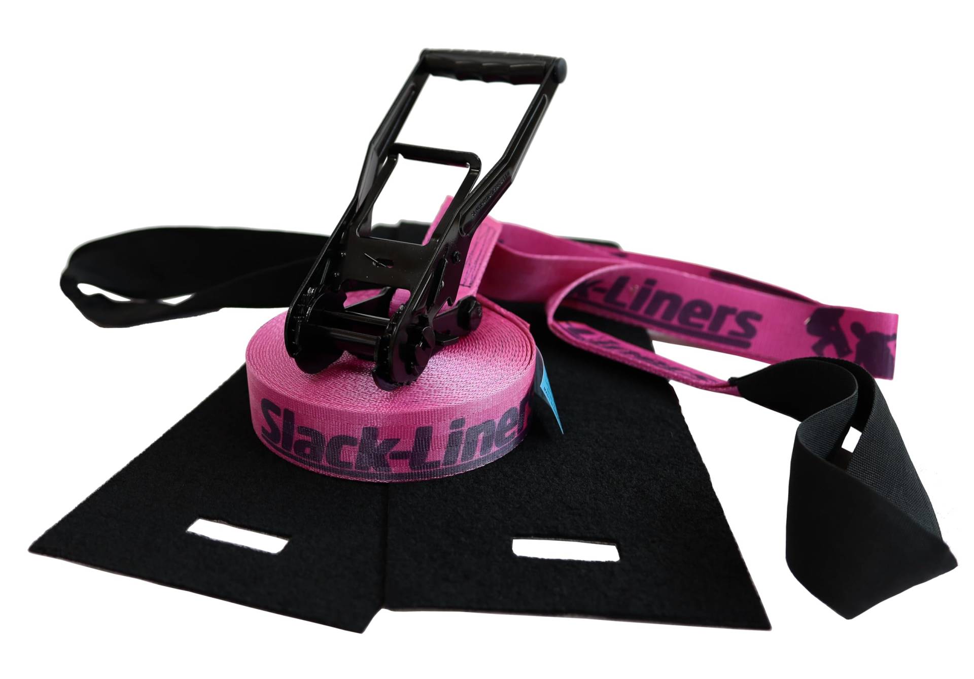 4 Teiliges Slackline-Set neon PINK - 50mm breit, 15m lang - mit Langhebelratsche - Slack-Liners - Made in Germany von Slack-Liners