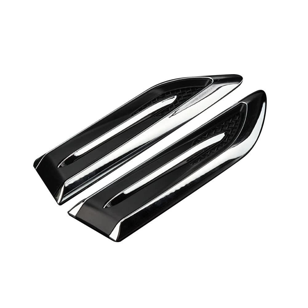 2 Stücke Auto Luftstrom Aufkleber,Universal Auto Seite Air Flow Vent Intake Hood Grill Dekoration ABS Kunststoff Lüftungsgitterabdeckung 3D Shark Style Lufthutze Motorhaube Abdeckung von Slakerbe