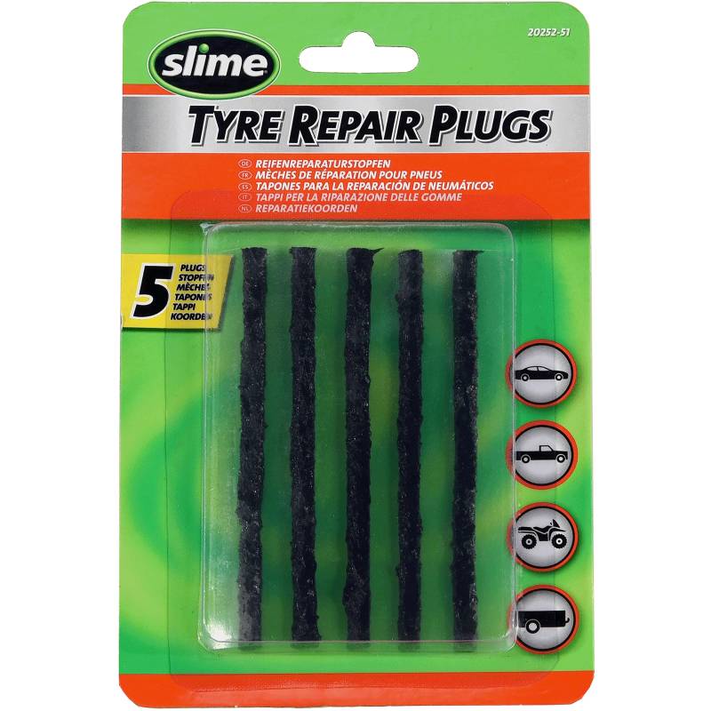 Slime 20252-51 Reifenreparaturstopfen zum Nachfüllen, für schlauchlose Offroad-Reifen, einschließlich ATVs, Mäher und Schubkarren, 5er-Pack von Slime