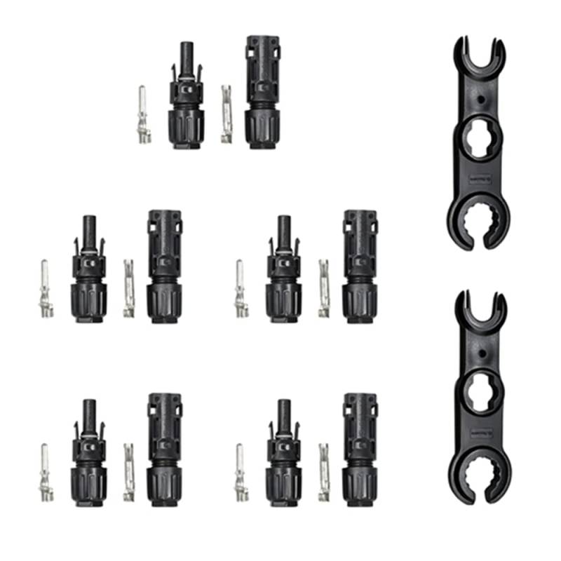 Sayhome Solar Stecker 2.5-6mm2 5Paar, Solar PV Stecker, IP68 1500V Männlich/Weiblich Steckverbinder mit 2pcs Schraubenschlüssel von Slocable