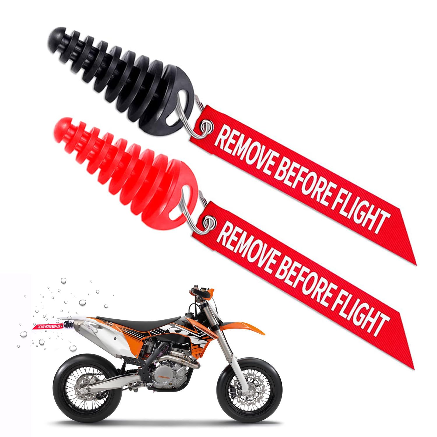 2 Stück Schalldämpfer-Auspuff-Waschstopfen, Auspuffstopfen Motorrad, Schalldämpfer Auspuff Plug, 15-38 mm /0,6 "-1,5" Auspuffstopfen, Schwarz, Rot, mit Streamer von Smilbaley