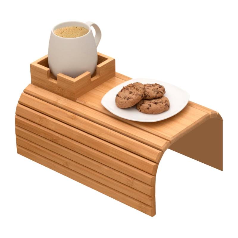 Couch Cup Halter, Couch Arm Tably | Holzsofa Tasse Tablett für Arm - Getränke Coaster Side Table Organizer, Anti-Rutsch-Design für Getränke Mobiltelefon von Smileshiney