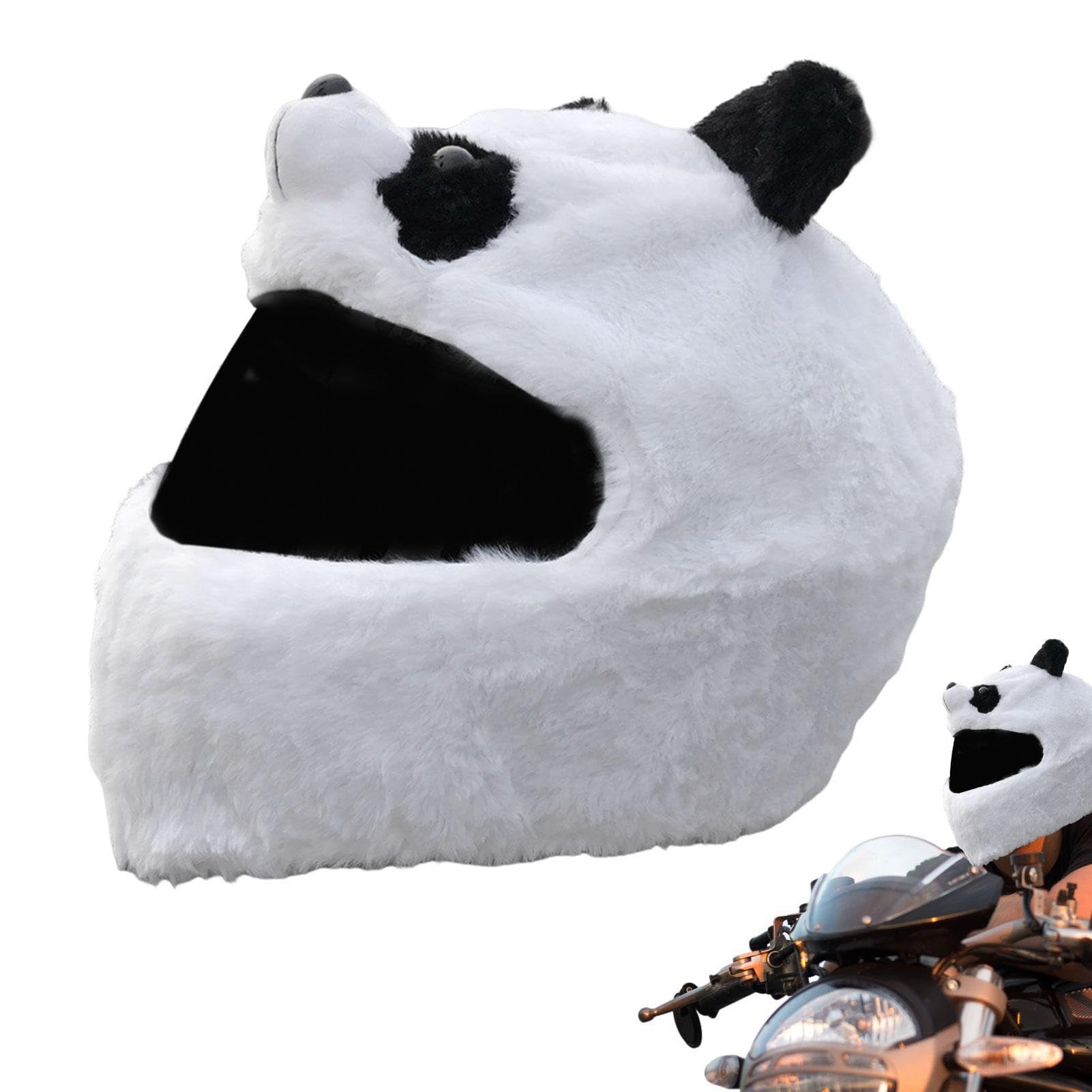 Plüschbezug Für Einen Helm - Motorradhelm Überzug Plüsch,Plüsch Motorradhelm Halloween,Süß Motorradhelm Plüsch Überzug,Motorradhelm Überzug Lustig,Motorradhelm Abdeckung Plüsch(Panda) von Smileshiney