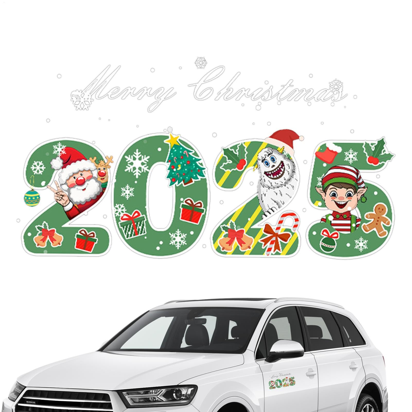 Smileshiney 2025 Weihnachtsaufkleber, Weihnachtsationsaufkleber | 2025 Weihnachtsmann Auto Weihnachtsaufkleber | Lebendiges und schönes Auto-ationswerkzeug für Wohnmobile, Hauswände, Elektroautos, von Smileshiney