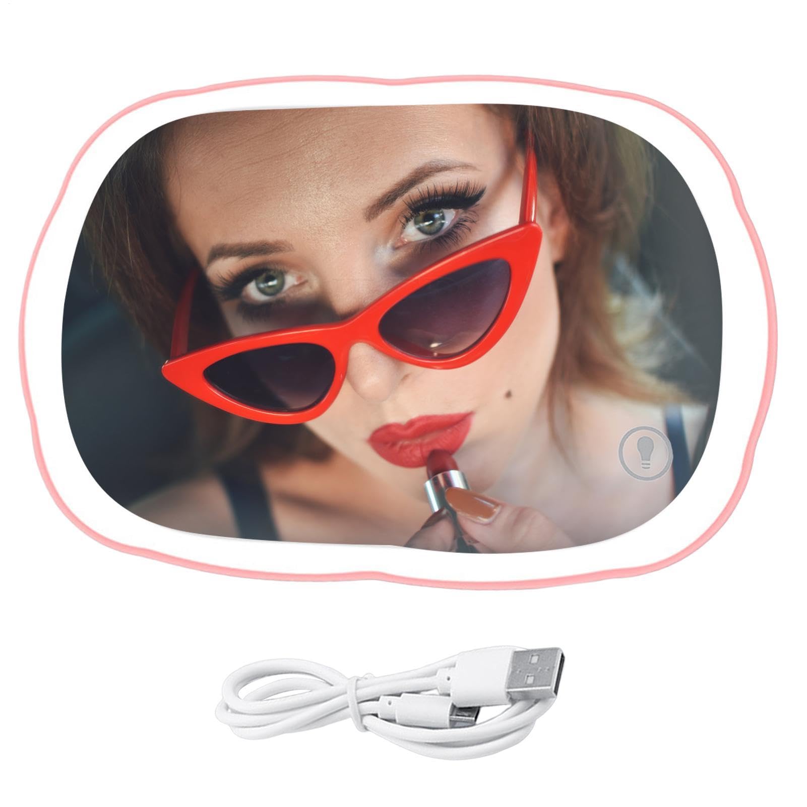 Smileshiney Auto-Visier-Kosmetikspiegel – LED-Make-up-Spiegel, wiederaufladbar, Sonnenschutz, Kosmetikspiegel mit Touchscreen von Smileshiney