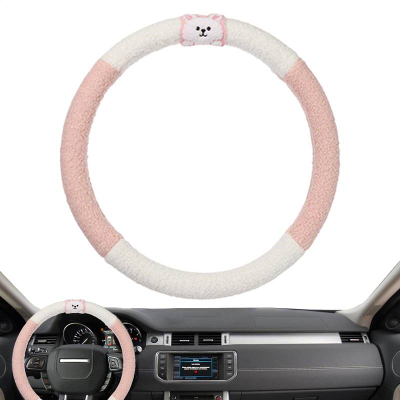 Smileshiney Fuzzy-Lenkradbezug, Lenkradbezug weich | 15-Zoll-Anti-Rutsch-Radschutz mit niedlichem Bärenmotiv - Auto-Lenkrad-Schutzhülle für 15-Zoll-Lenkrad für Männer und Frauen von Smileshiney