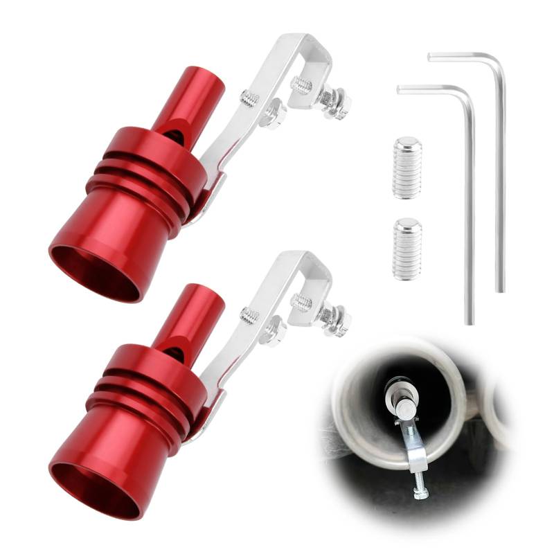 2 Stück Auspuff Sound Booster, Aluminiumlegierung Turbo Sound Pfeife Größe XL für Endrohr Schalldämpfer, Universal Auto Turbo Whistle Auspuff für Automobile auf Alle Modelle(Rot) von Smomend