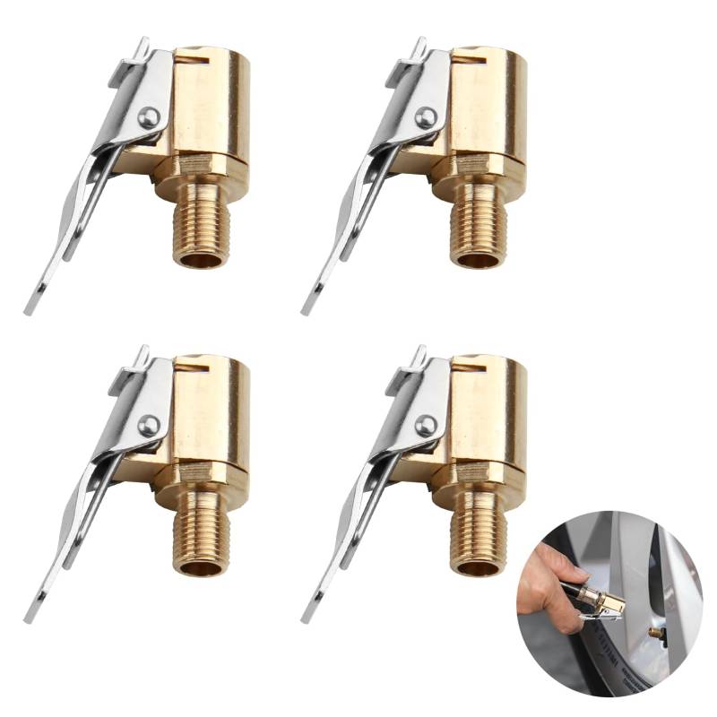 4pcs Aautoventil Hebelstecker Air Chuck, Autoventil Adapter, Messing Reifenfüllnippel Ventilaufsatz, Hochwertiger Momentstecker Für Reifenventile, Luftpumpe Clip Für Pkw, Lkw, Fahrräder Und Motorräder von Smomend