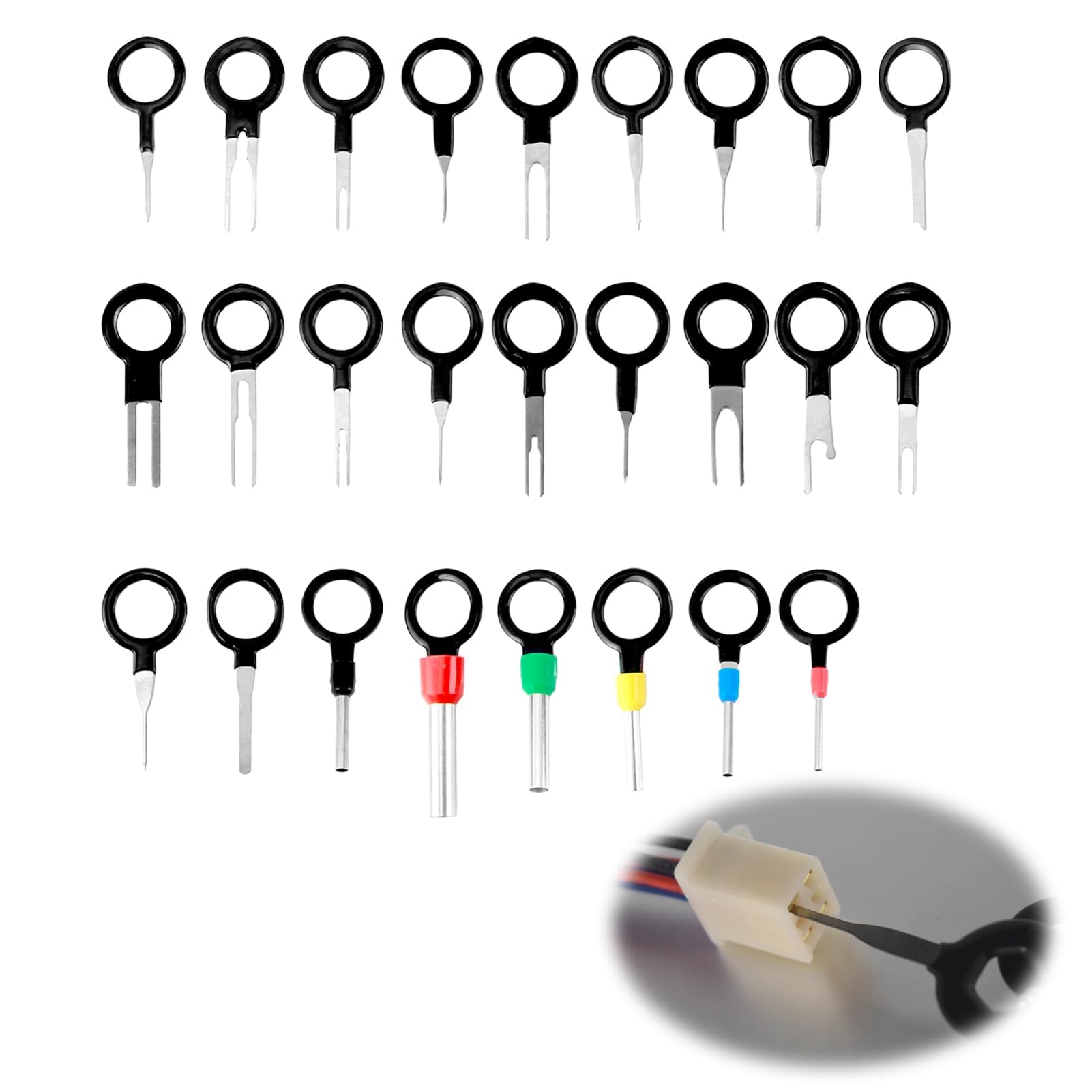 Smomend 26 PCS Terminal Ejector Kit für Auto, Terminal Entfernung Auspinwerkzeug, Profi Kfz Werkzeugset Auspinwerkzeugen für Steckverbinder Terminals, Set für Entfernung von Fehlerhaften Terminals von Smomend