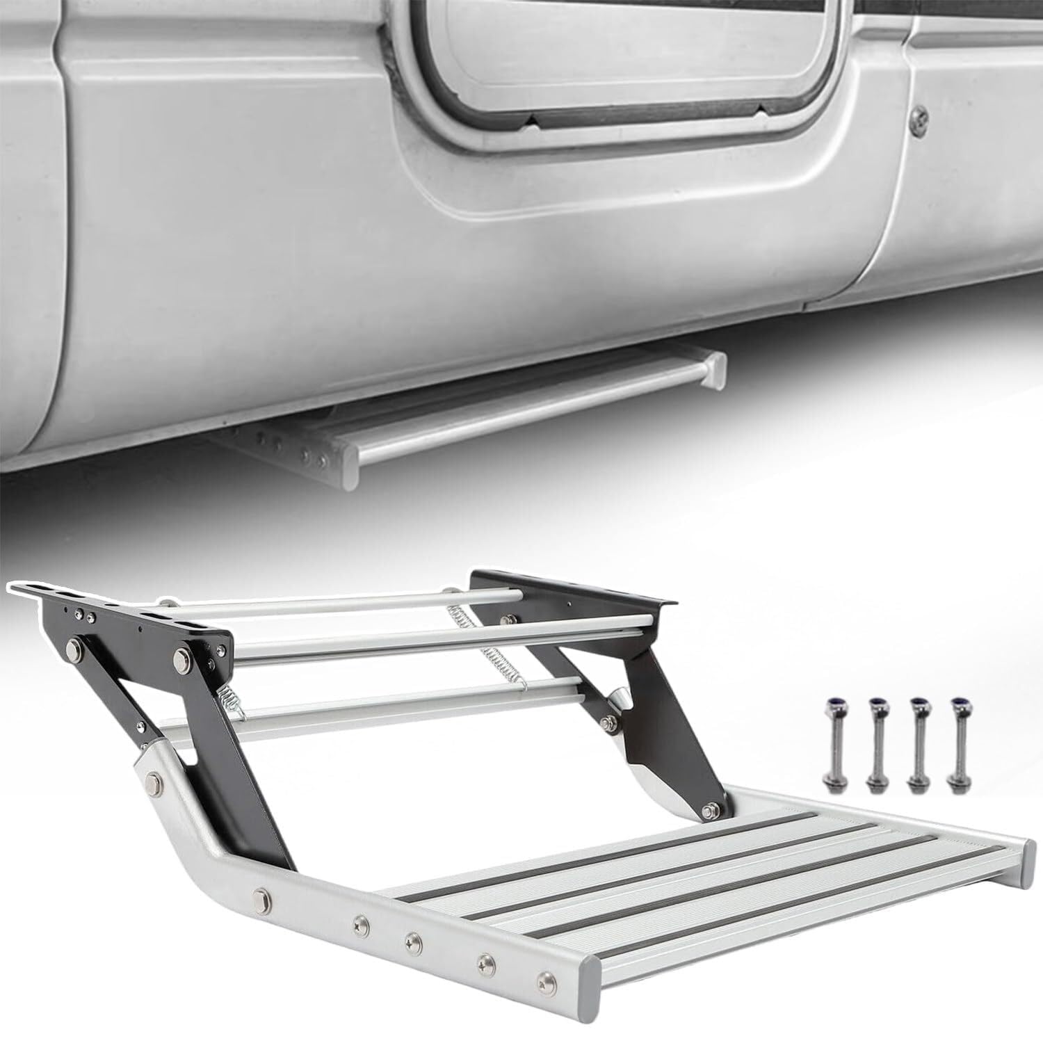 Wohnmobil-Einstiegsstufen, manuell zusammenklappbare Aluminium-Treppen, Wohnwagen-Stufen, Stabilisator-Set, geeignet für Reiseanhänger, Camper, Wohnmobile, Wohnmobile, einlagig, einlagig von SnamicE