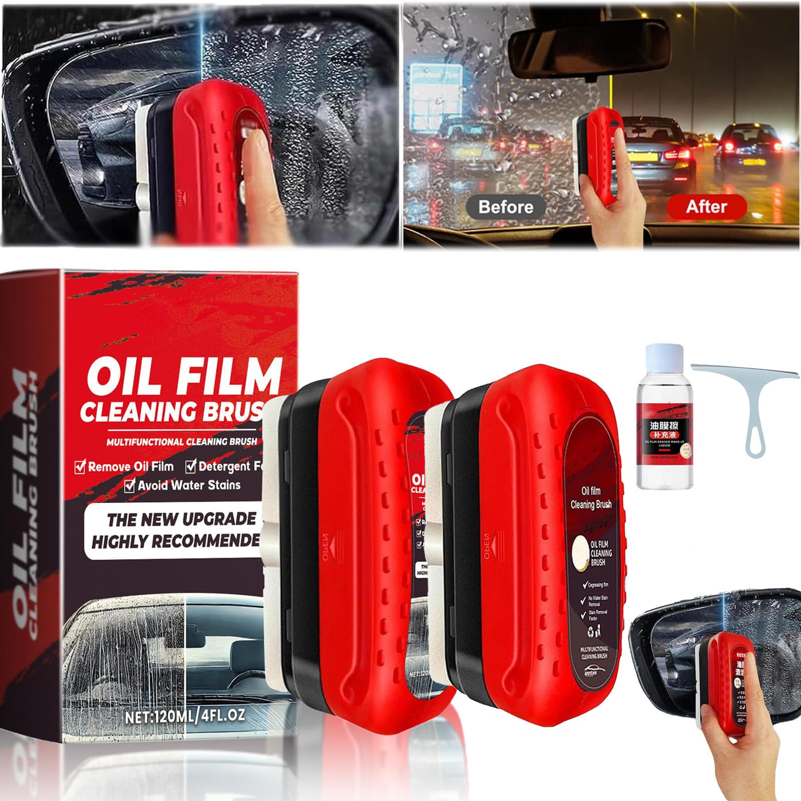 Snrtevu Multifunktionale Kfz-Ölfilm-Reinigungsbürste, Ölabweisende Folie Für Autoscheiben, Oil Film Cleaning Brush, Car Window Oil Film Remover, Ölfilm-Entferner Für Windschutzscheiben (2PCS) von Snrtevu