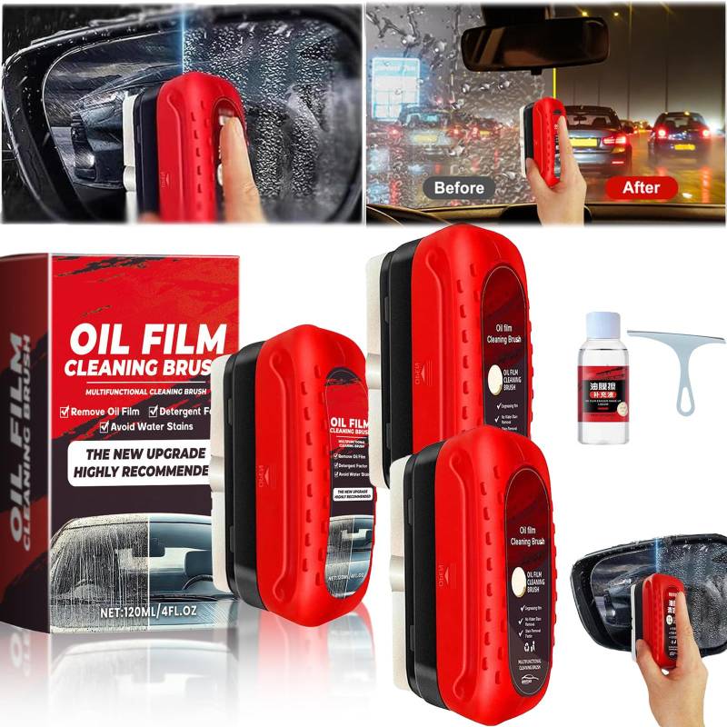 Snrtevu Multifunktionale Kfz-Ölfilm-Reinigungsbürste, Ölabweisende Folie Für Autoscheiben, Oil Film Cleaning Brush, Car Window Oil Film Remover, Ölfilm-Entferner Für Windschutzscheiben (3PCS) von Snrtevu