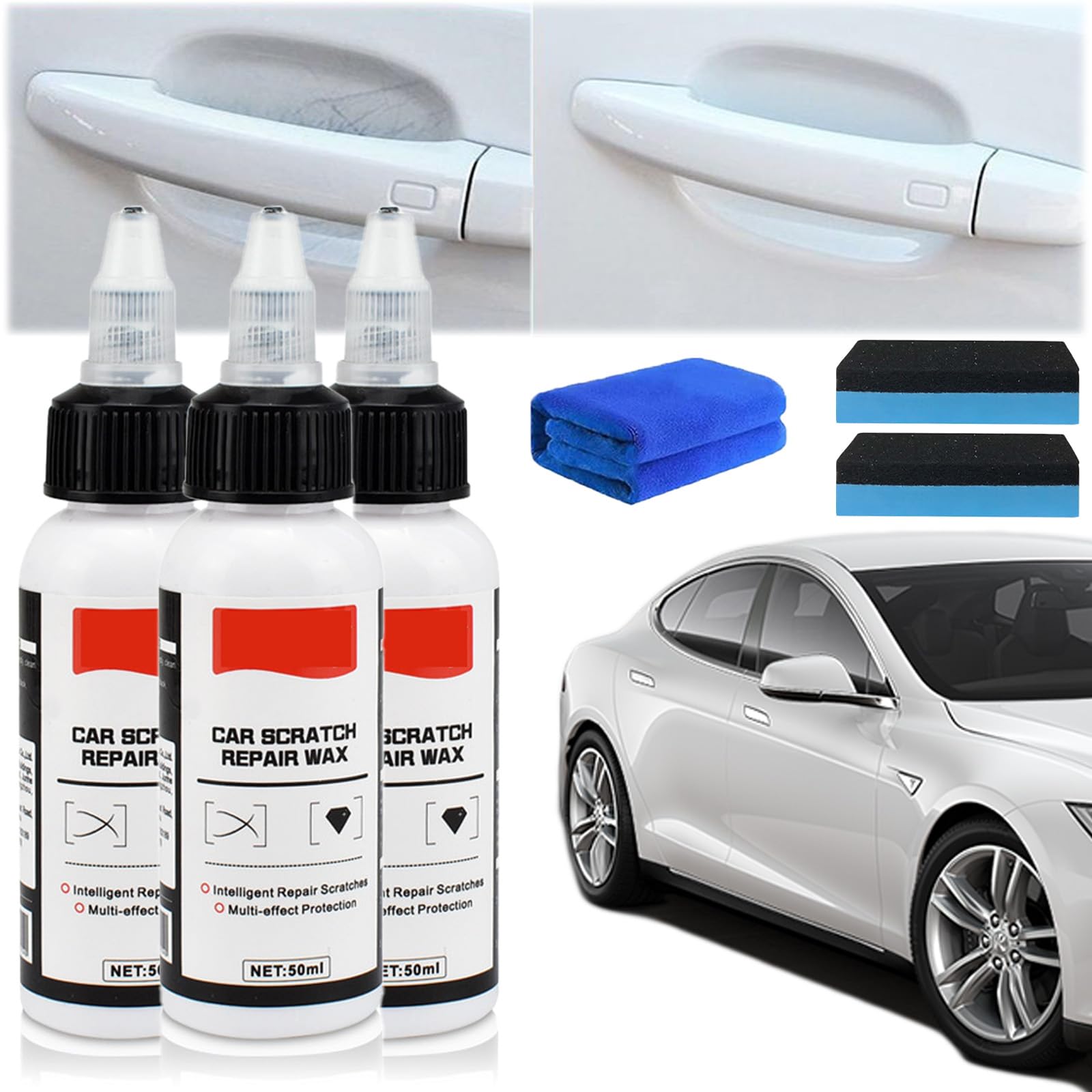 Snrtevu Troyers Ultimate Paint Restorer, V-Vaxy Universal-Auto-Kratzer-Reparaturwachs, Kratzer Entferner Auto, Auto-Lackauffrischer Mit Mehrfacheffekt-Schutz (3PCS) von Snrtevu