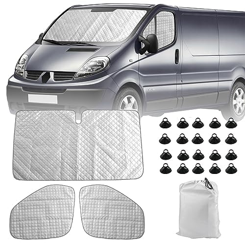 3 Stück Wohnmobil Windschutzscheibe Sonnenschutz Ersatz für Renault Trafic 2001-2014, Sonnenschutz für Frontscheibe mit Aufbewahrungstasche Ersatz für Opel Vivaro 2001-2014, 100% Okklusion von Soekodu