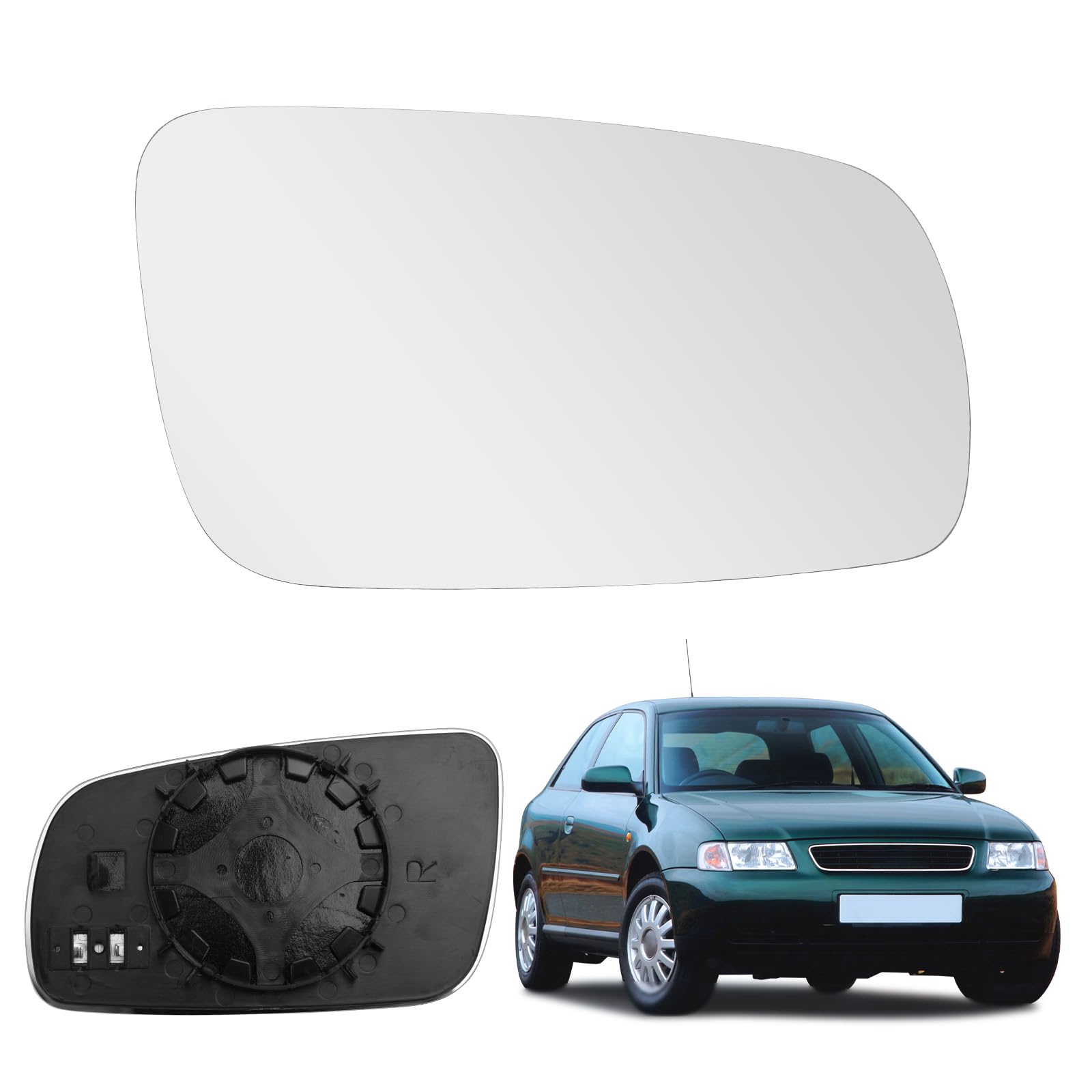 Spiegelglas Ersatz für Audi A3/S3 2001-2003, A4/S4 1999-2001, A6/S6 1998-2005, RS4 2000-2002, A8 2000-2002, Außenspiegel Hyperbolisch Beheizt Außenspiegelglas Asphärisch (Rechts) von Soekodu