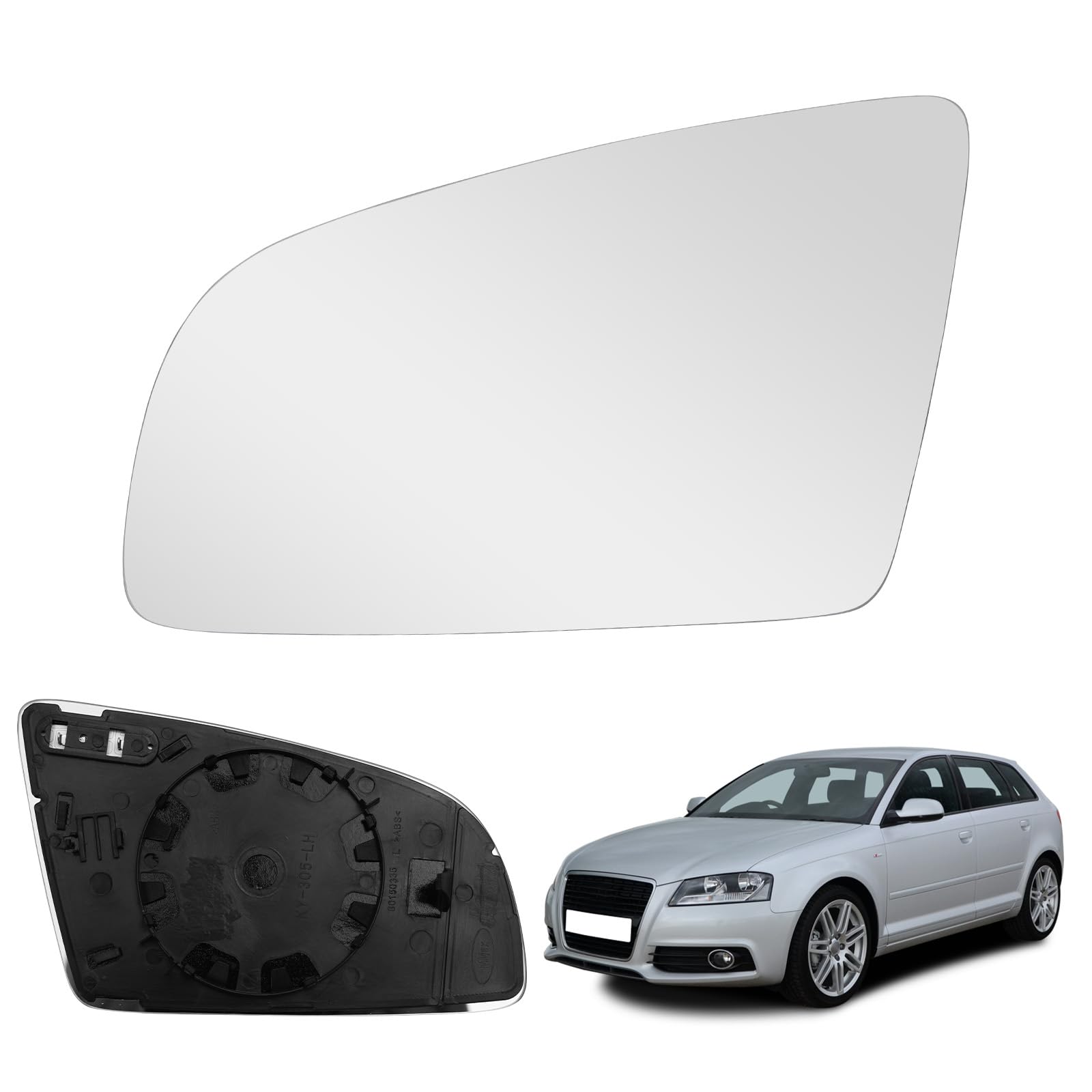 Spiegelglas Ersatz für Audi A3/S3 2004-2008 Fließheck, A4/S4 2002-2008 Kombi/Limousine, A6/S6 2006-2008 Kombi/Limousine, Außenspiegel Hyperbolisch Beheizt Außenspiegelglas Asphärisch (Links) von Soekodu