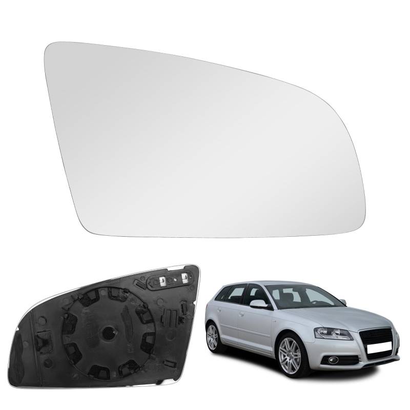 Spiegelglas Ersatz für Audi A3/S3 2004-2008 Fließheck, A4/S4 2002-2008 Kombi/Limousine, A6/S6 2006-2008 Kombi/Limousine, Außenspiegel Hyperbolisch Beheizt Außenspiegelglas Asphärisch (Rechts) von Soekodu