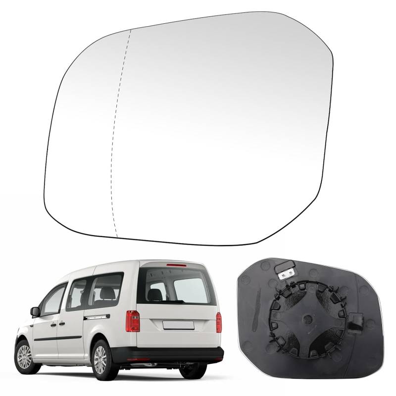 Spiegelglas Ersatz für VW Caddy 2015-2019, Außenspiegel Glas Asphärisch, Außenspiegel Verstellbar Geeignet Keine Heizfunktion, Umkehrlinse Rückfahrglas Spiegel (Links) von Soekodu