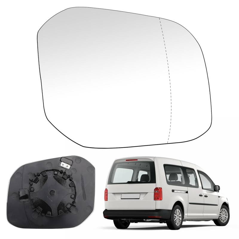 Spiegelglas Ersatz für VW Caddy 2015-2019, Außenspiegel Glas Asphärisch, Außenspiegel Verstellbar Geeignet Keine Heizfunktion, Umkehrlinse Rückfahrglas Spiegel (Rechts) von Soekodu