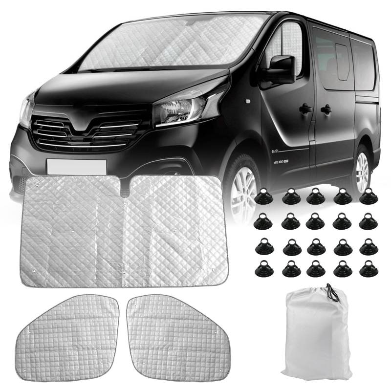 3 Stück Wohnmobil Windschutzscheibe Sonnenschutz Ersatz für 2015-2024 Renault Trafic, Sonnenschutz für Frontscheibe Ersatz für Opel Vivaro 2014-2018 Nissan NV300 2014-2021 FIAT Talento 2016-2020 von Soekodu