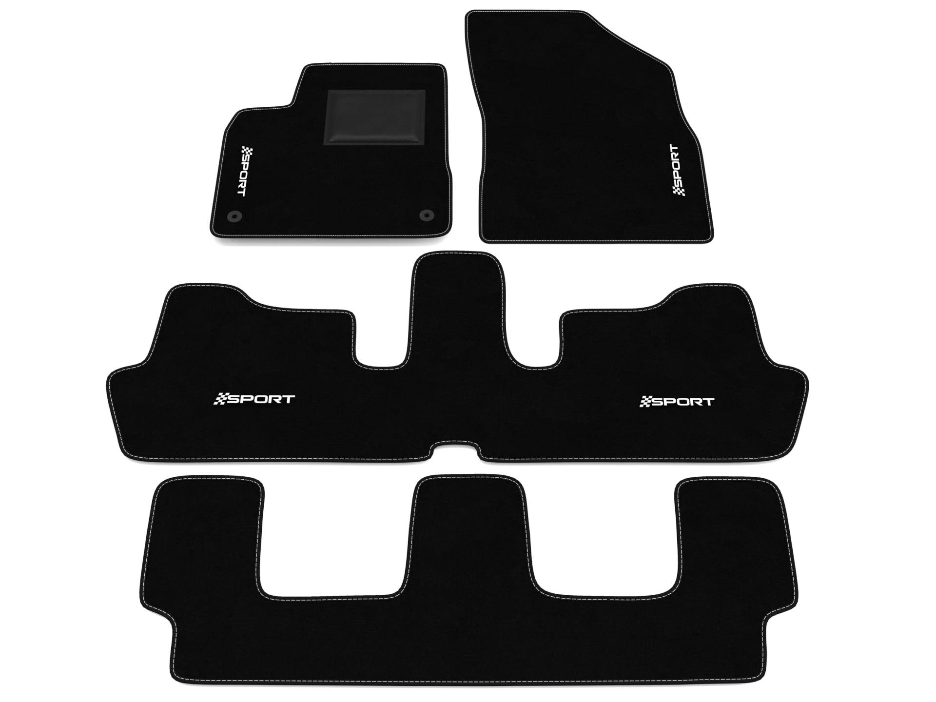 Fußmatten kompatibel mit Citroen C4 Picasso - Grand Picasso 2006-2013, Sport Stickerei, maßgeschneidertes Auto-Fußmatten-Set, Teppich Set von Somer Car