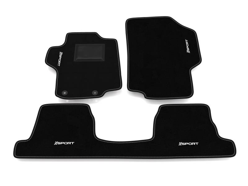 Fußmatten kompatibel mit Peugeot 1007 2005-2009 – Heckeinheiten, Sport Stickerei, maßgeschneidertes Auto-Fußmatten-Set, Teppich Set von Somer Car