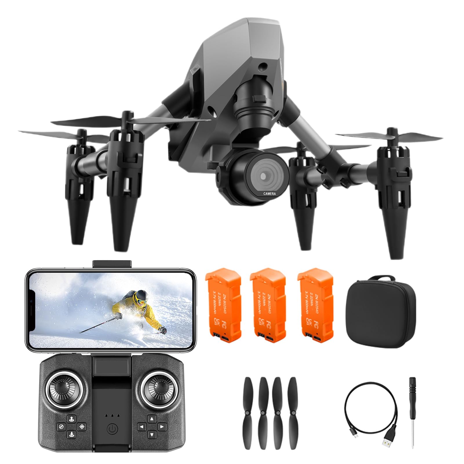 Drohne Mit Kamera 4/8K Erwachsene Kinder Mini Drohne Spielzeug Im Freien Bürstenloser Motor Rc Drone Wifi Drone Antenne Fotografie Quadrocopter Drone Mit Kamera (Silber-Grau) von Somerway