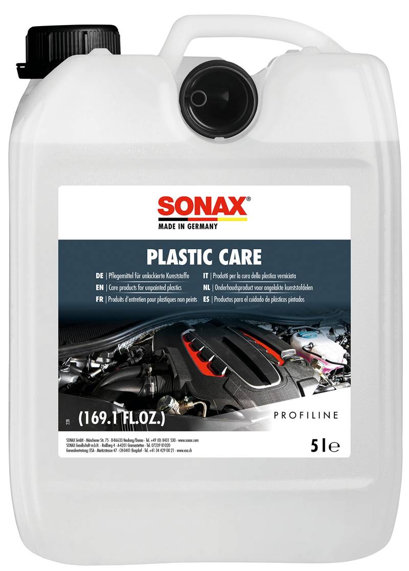 SONAX PROFILINE PlasticCare (5 Liter) Kunststoffpfleger frischt Farben auf, pflegt & kaschiert Verkratzungen auf Kunststoff, Art-Nr. 02055000 von SONAX