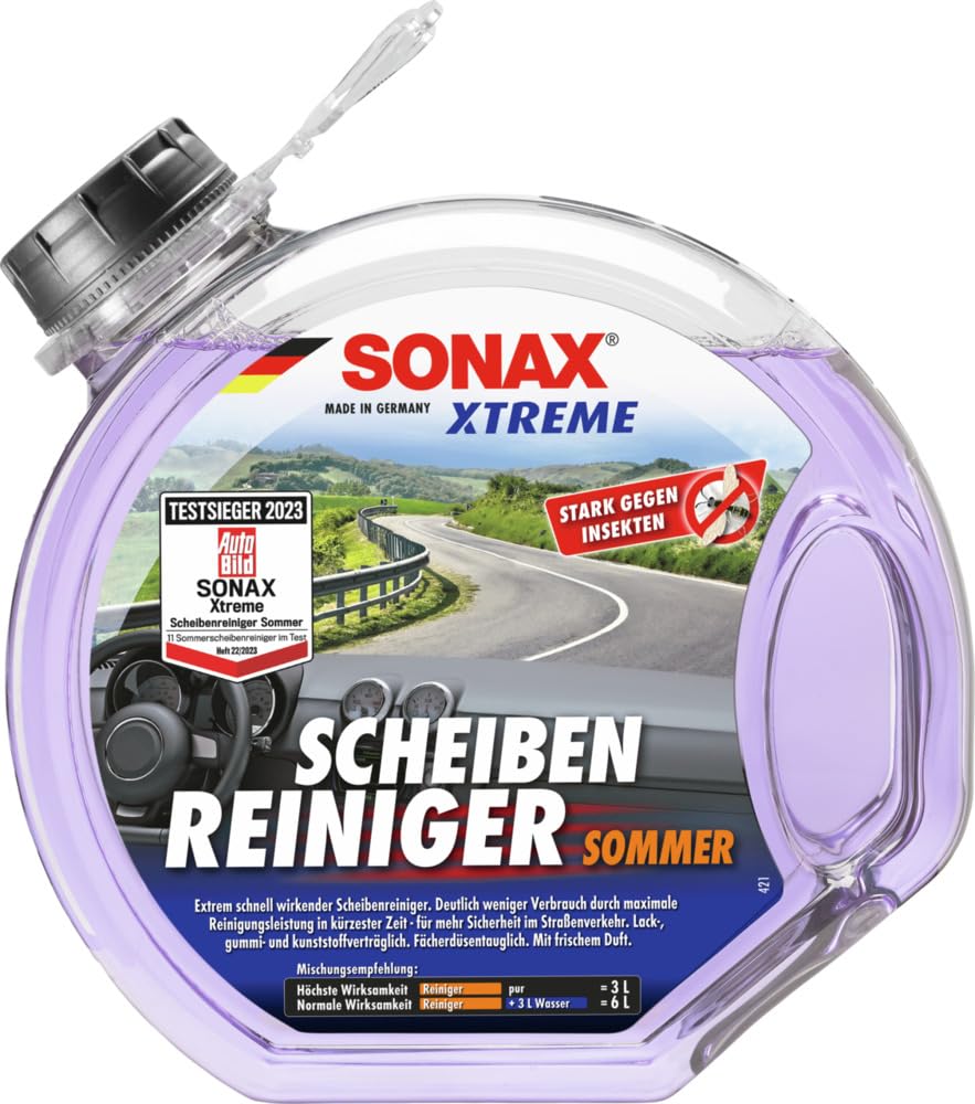 SONAX XTREME ScheibenReiniger Sommer Gebrauchsfertig (3 Liter) Extrem Schnell Wirkender Sommerscheibenreiniger | Art-Nr. 02724000 von SONAX