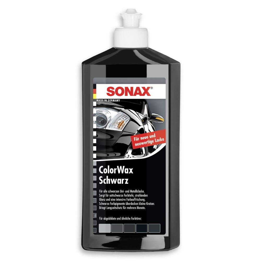 SONAX ColorWax schwarz (500 ml) Lackkonservierung mit Farbpigmenten und Wachsanteilen ohne Poliermittelanteil | Art-Nr. 02982000 von SONAX