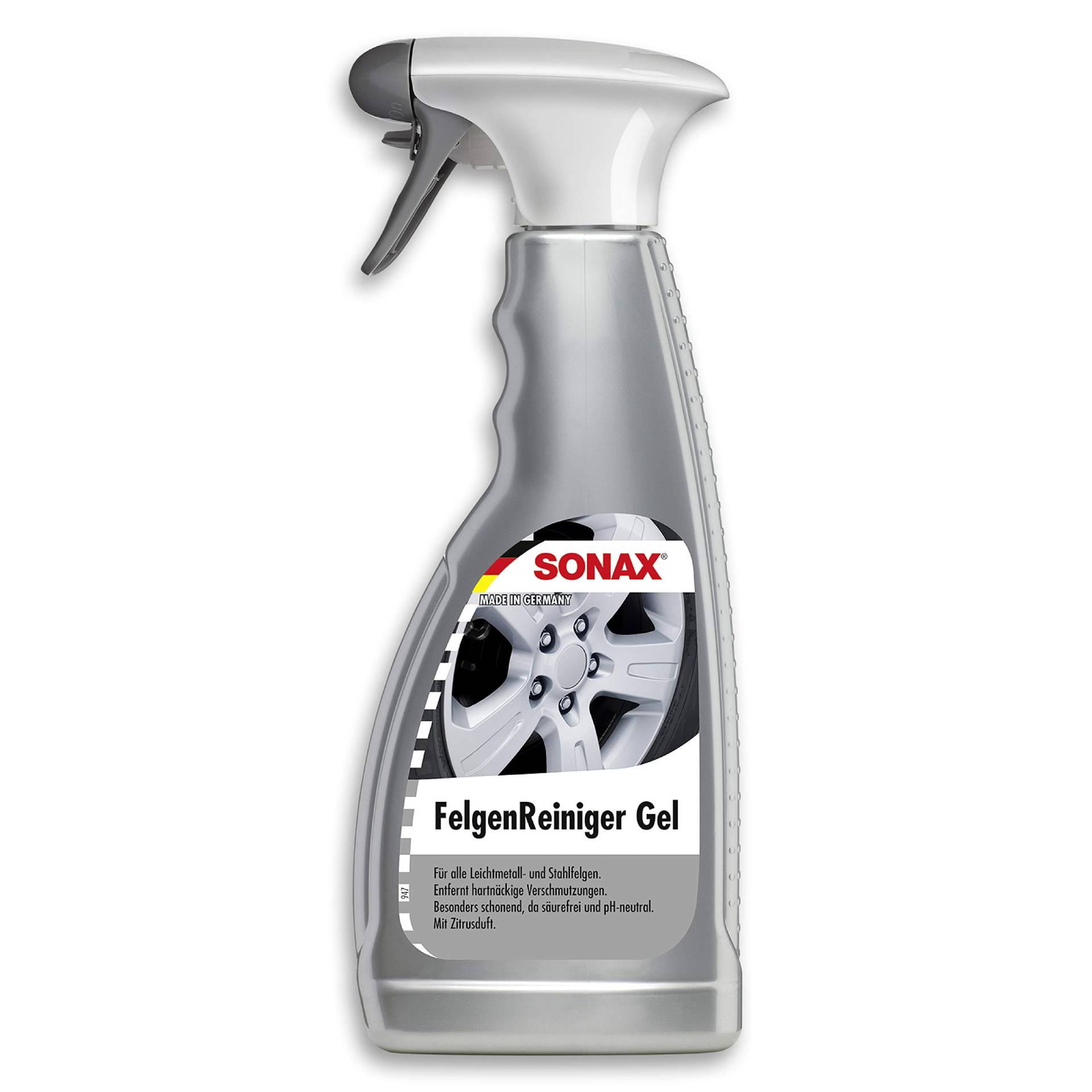 SONAX FelgenReiniger Gel (500 ml) säurefreie Entfernung von Bremsstaub, Ölrückständen & Straßenschmutz für Leichtmetall- & Stahlfelgen | Art-Nr. 04292000 von SONAX